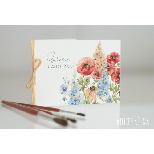 Přání *Máky a náprstníky*s textem Srdečné blah.