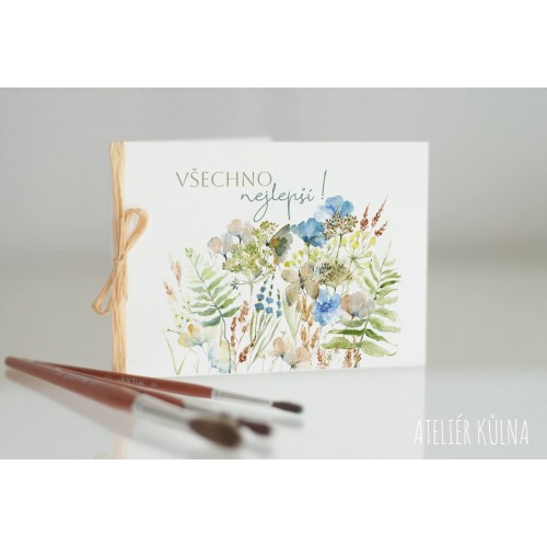 Přání *Motýlí hostina* s textem Vše nejlepší