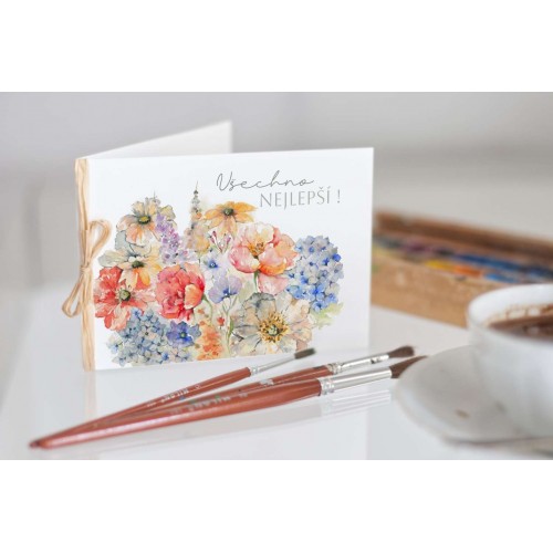 Přání *Pivoňky a hortenzie*Všechno nejlepší