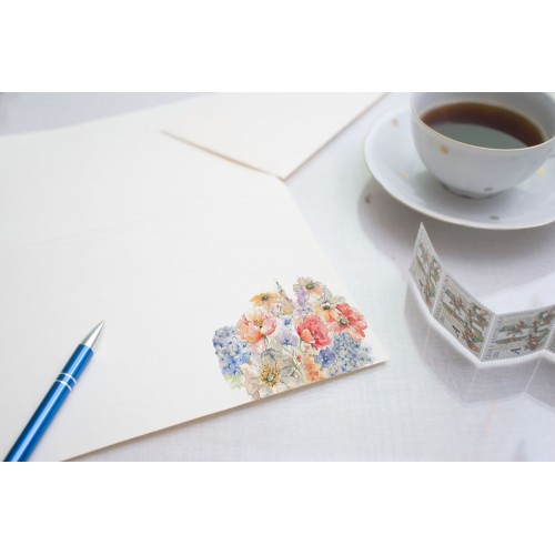 Dopisní papír Pivoňky a hortenzie (10ks)