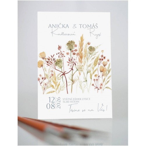 Svatební oznámení V trávě (No.349) karta
